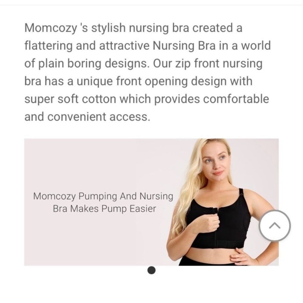Momcozy Pumping Nursing Bra Women Size XL Black New Zip Front Hands Free - Picture 6 of 9